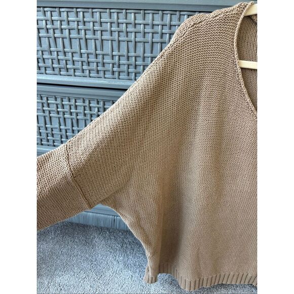 Wooden Ship Tan V Neck knit Sweater Med/Lrg $160 G44 - Picture 3 of 8